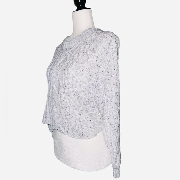 Free‎ People On Your Side Blue Multi Cable Knit Pullover Sweater Women’s Size XS - Picture 4 of 13